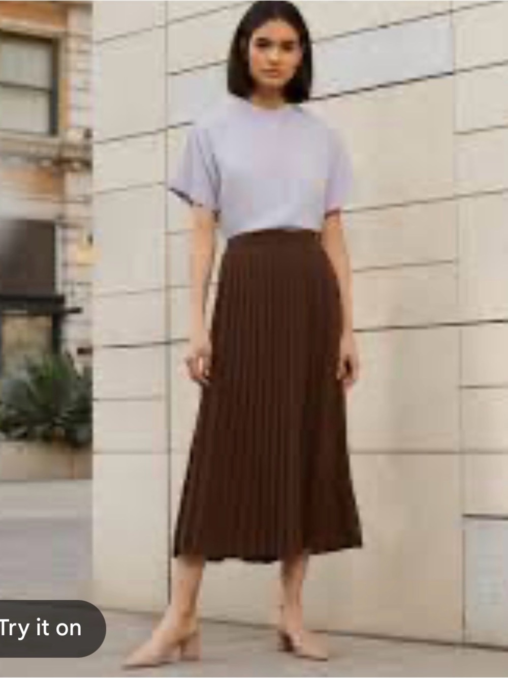 Uniqlo Brown Pleated Midi Skirt